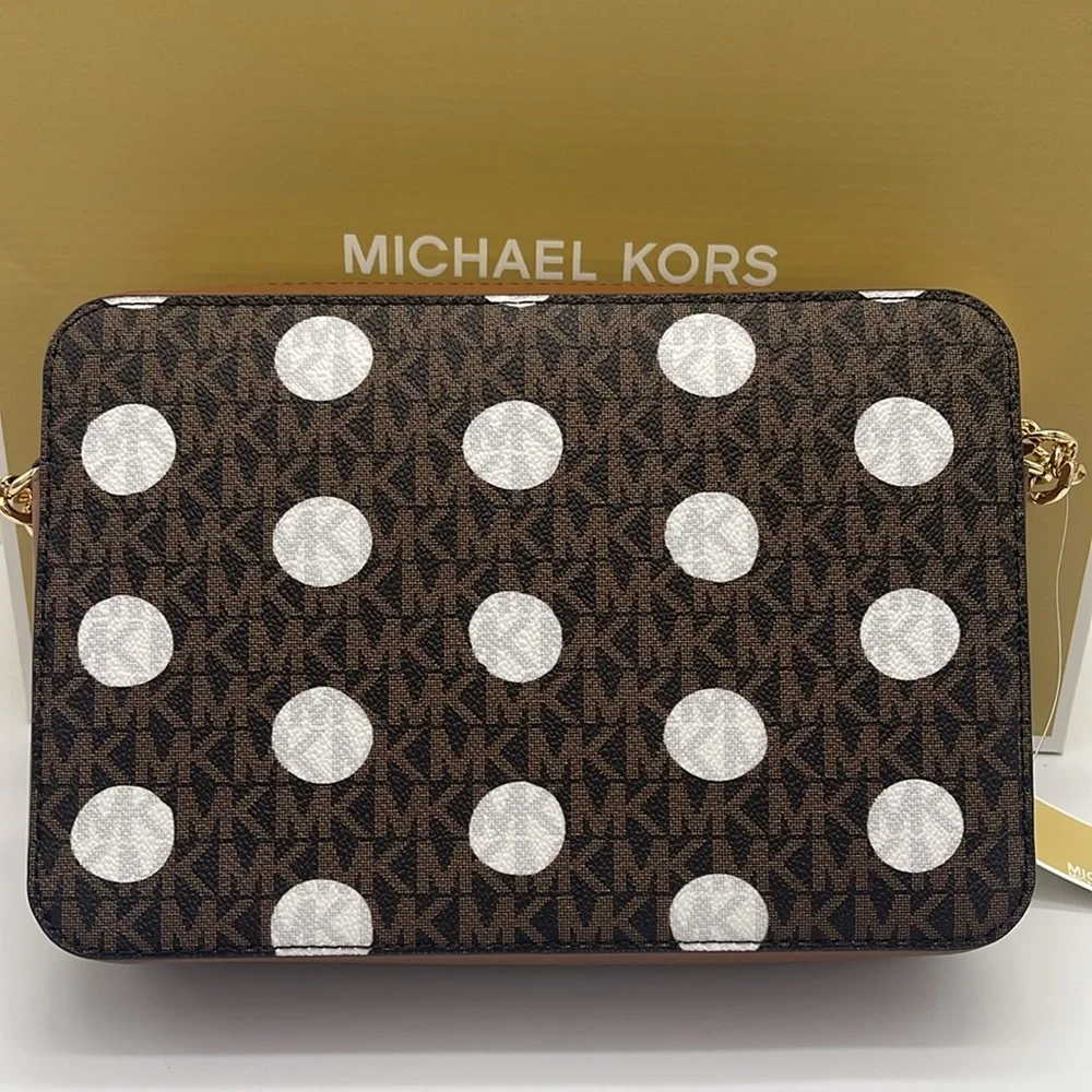 MICHAEL KORS Jet Set Large East West Zip Printed Logo Crossbody Bag Luggage  NWT